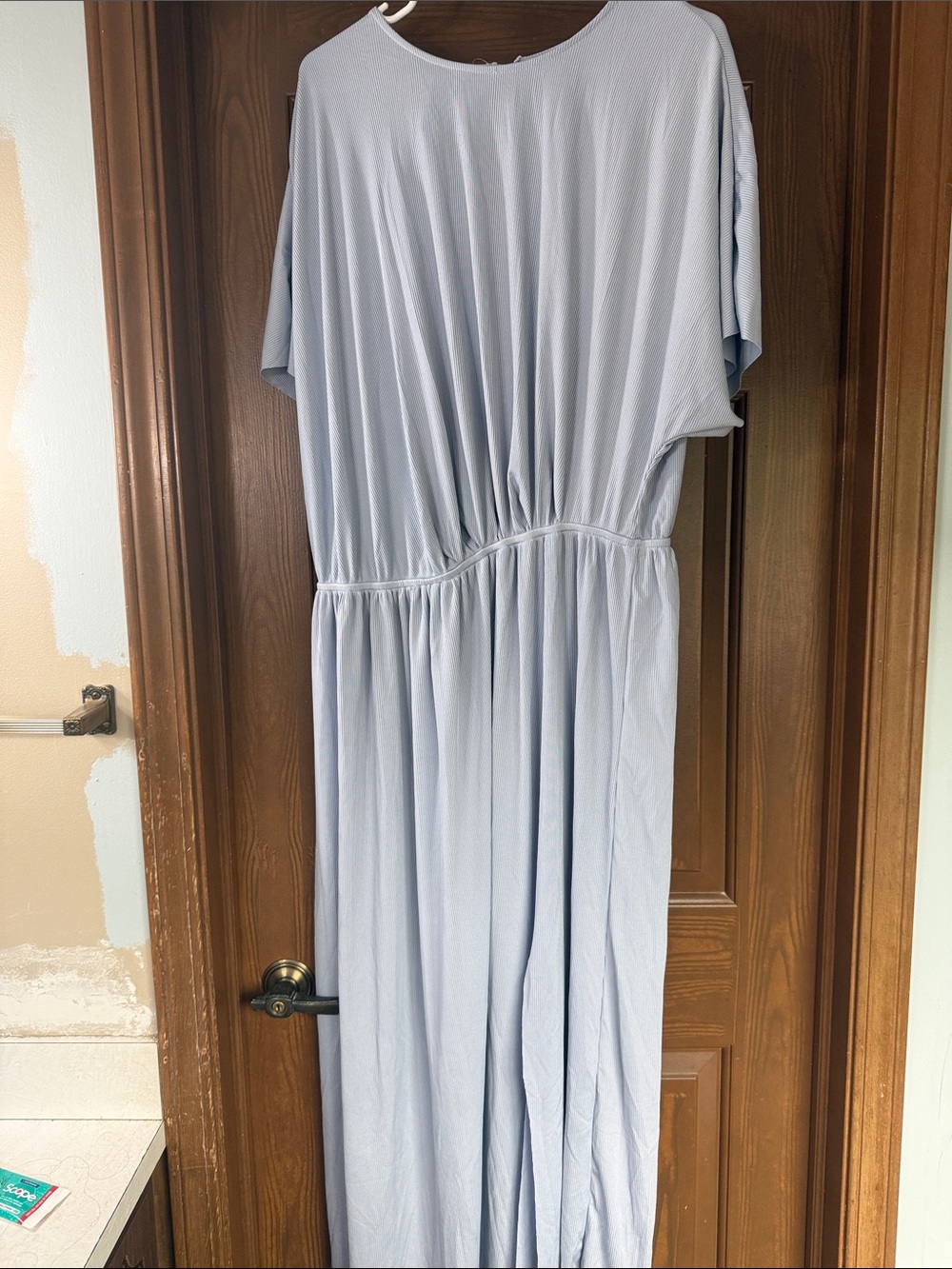 Light Blue Women's Maxi Dress with Elastic Waist